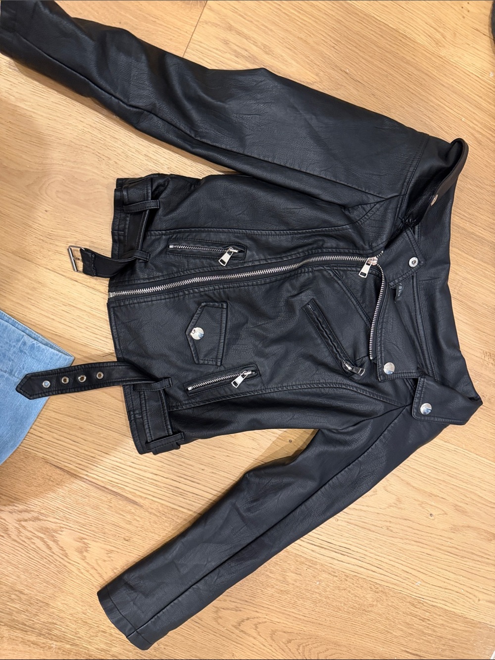 Honey Bum Black Faux Leather Moto Jacket - Women's Classic Biker Style
